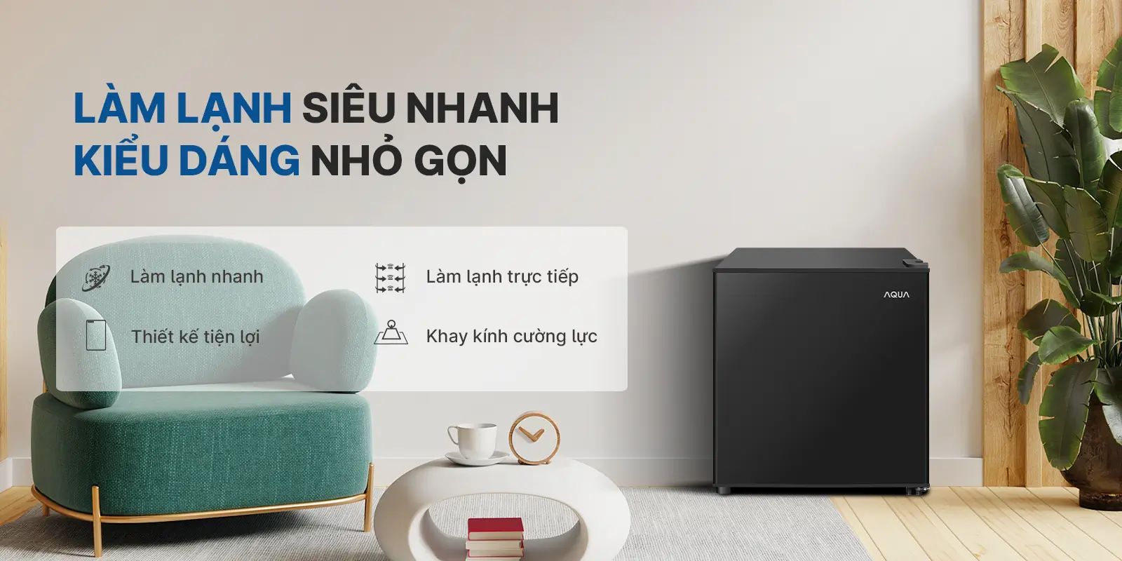 Tủ lạnh 50 lít Aqua AQR-D60FA(BS)
