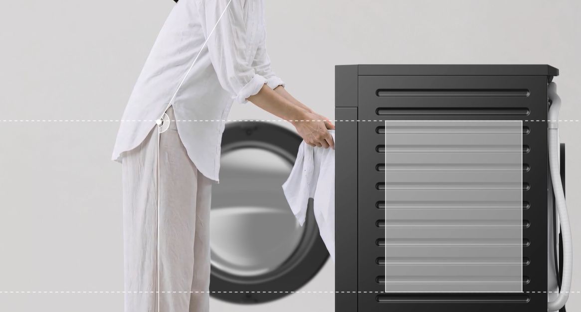Cửa máy thiết kế rộng hơn và lồng giặt nằm ở vị trí cao hơn