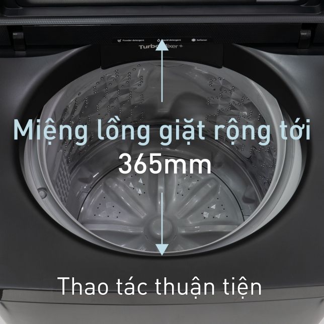 Miệng lồng giặt thiết kế rộng hơn