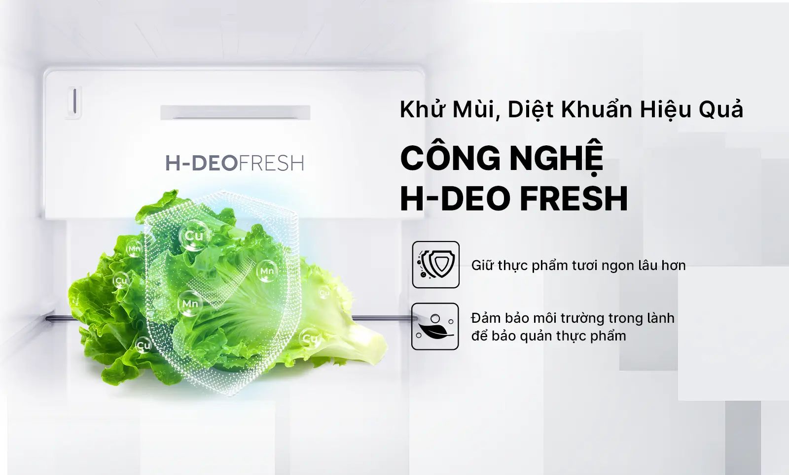 Tổng kho điều hòa, điện máy miền Bắc tại Hà Nội Công nghệ H-DEO Fresh giúp loại bỏ hiệu quả vi khuẩn cùng mùi hôi khó chịu