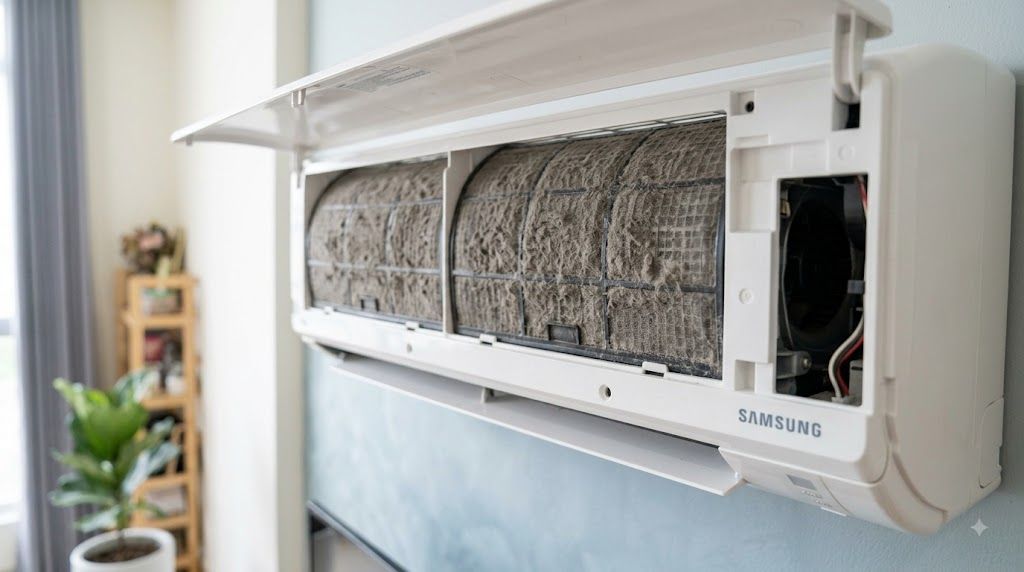 Dàn lạnh điều hòa Samsung bám bụi bẩn, cần vệ sinh bảo dưỡng định kỳ