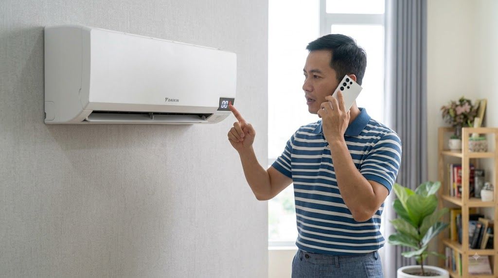 Người dùng gọi điện báo mã lỗi 00 điều hòa Daikin cho kỹ thuật viên