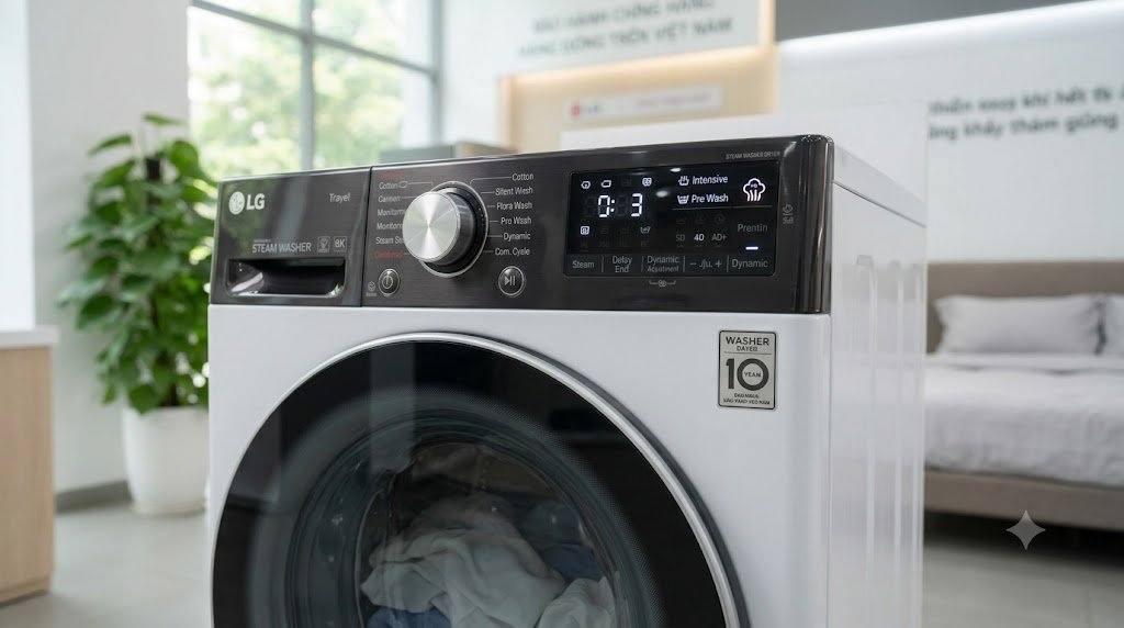 Máy giặt LG 8kg với chế độ giặt hơi nước Steam