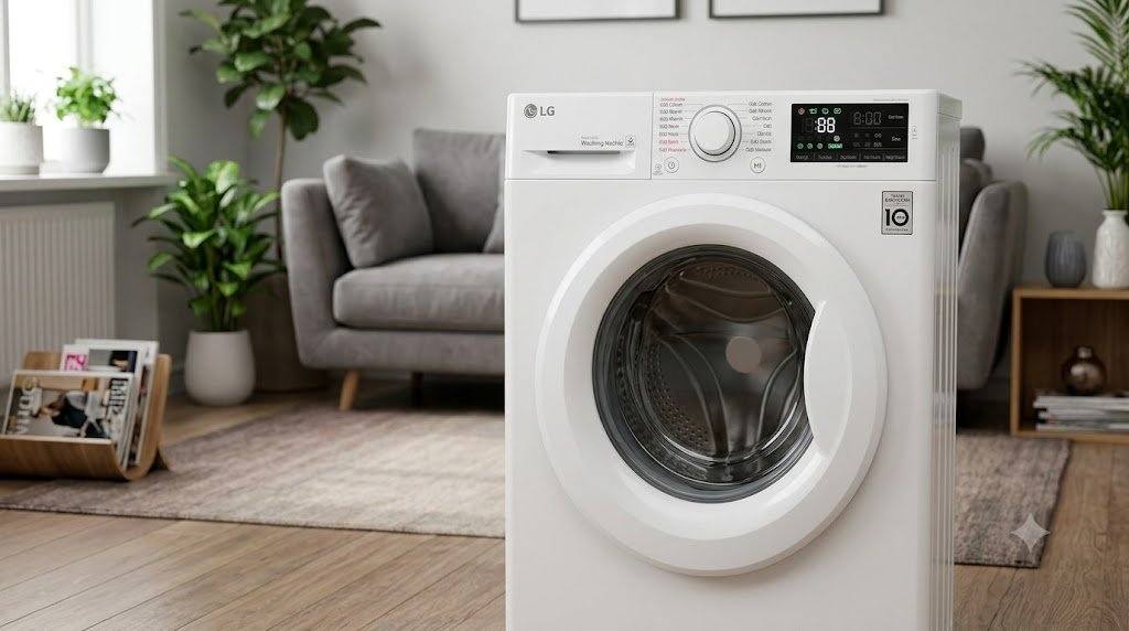 Máy giặt LG với tính năng Smart Diagnosis và EcoNavi trên bảng điều khiển