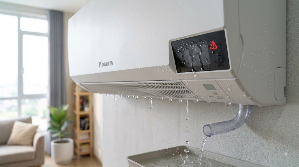 Dàn lạnh Daikin bị lỗi A3 với nước nhỏ giọt từ ống thoát nước
