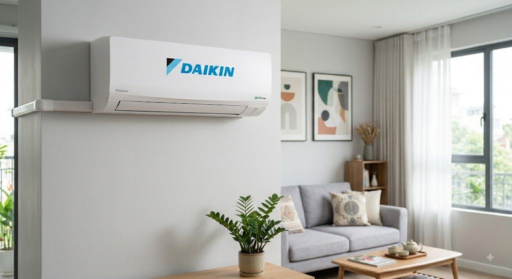 Tổng kho điều hòa, điện máy miền Bắc tại Hà Nội Dàn lạnh điều hòa Daikin đời mới gắn tường trong phòng khách hiện đại