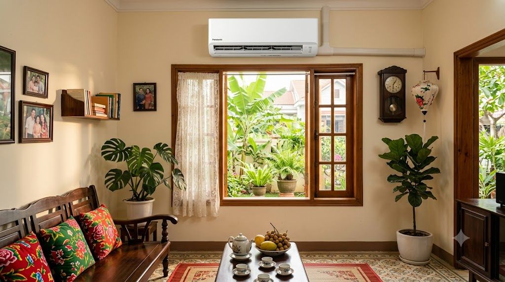 Điều hòa Panasonic lắp đặt trong phòng khách gia đình Việt