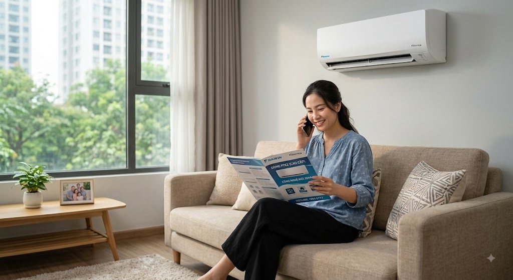 Tổng kho điều hòa, điện máy miền Bắc tại Hà Nội Khách hàng gọi điện tư vấn chọn mua điều hòa Daikin đời mới nhất