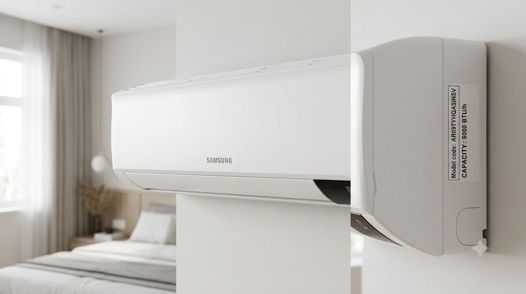 Dàn lạnh điều hòa Samsung 9000 BTU 1 chiều model AR09TYHQASINSV với tem thông số 