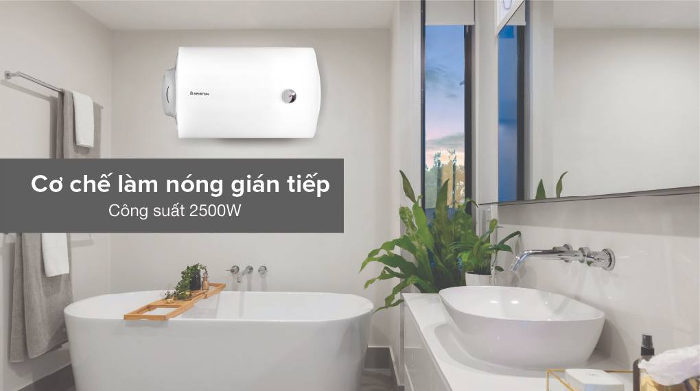 Tổng kho điều hòa, điện máy miền Bắc tại Hà Nội Bình nóng lạnh Ariston 50L lắp trong phòng tắm hiện đại