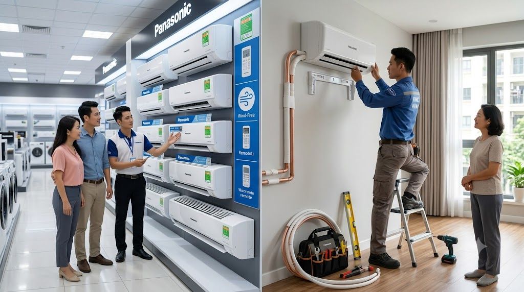 So sánh mua điều hòa Panasonic giữa siêu thị điện máy và đại lý chuyên điện lạnh