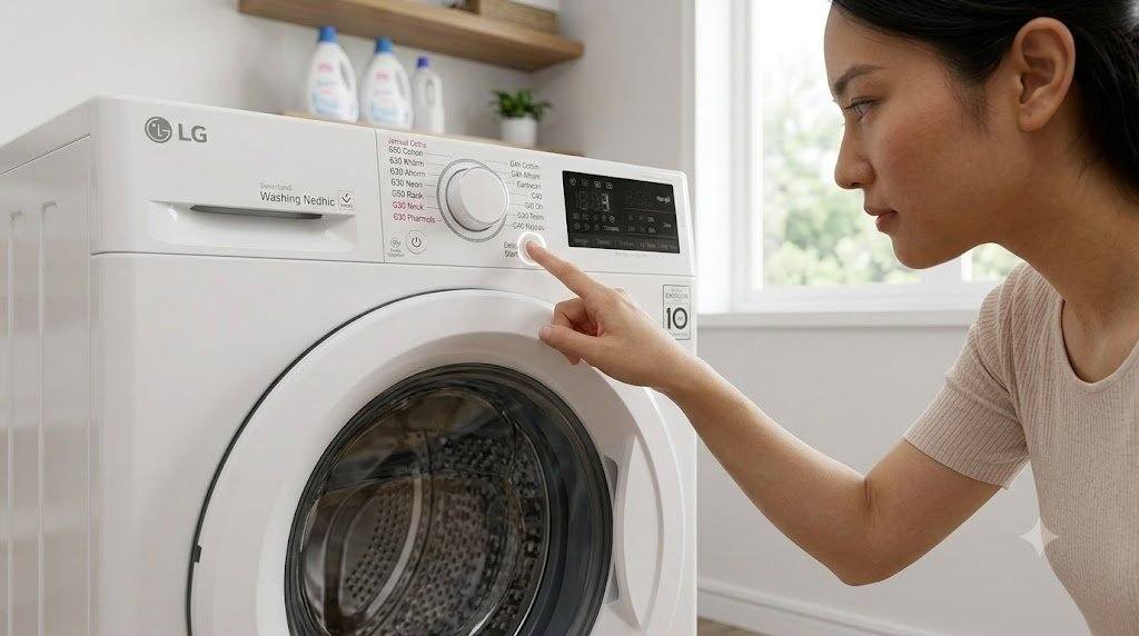 Chạy chương trình Easy Care vệ sinh lồng giặt máy giặt LG