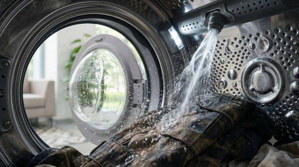 Cận cảnh vòi phun áp lực bên trong lồng giặt công nghệ Turbo Wash