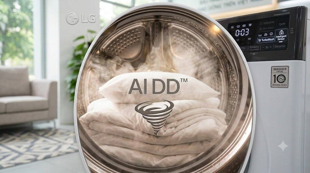 Máy giặt LG với công nghệ AI DD nhận diện tải giặt thông minh
