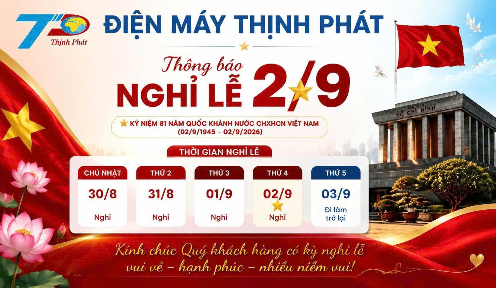 Lịch Nghỉ Lễ 2 - 9
