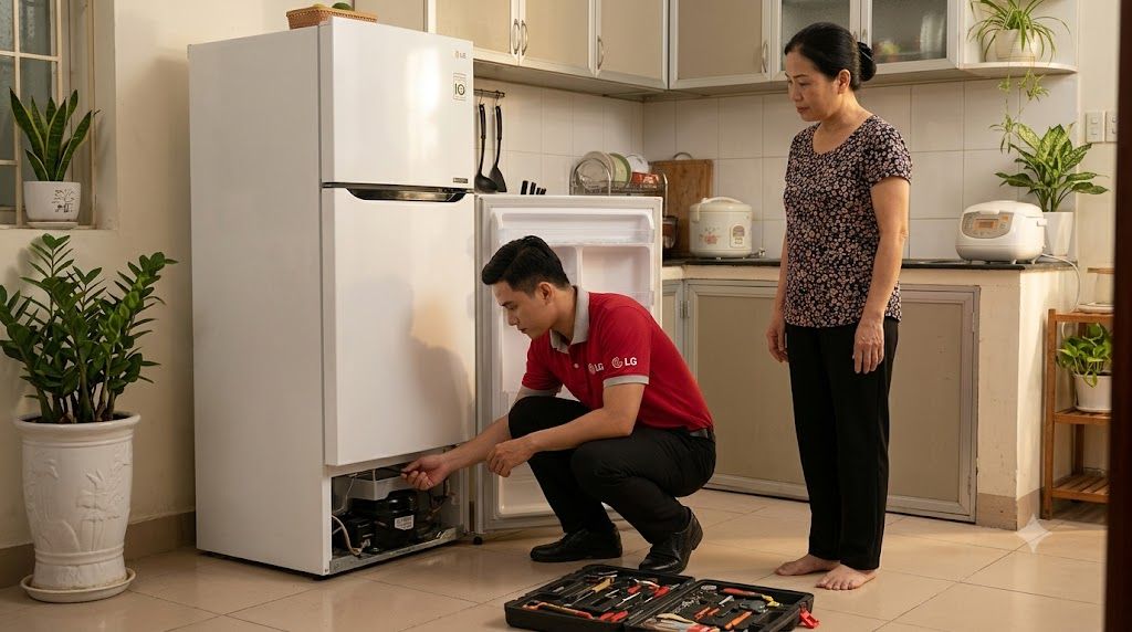 Kỹ thuật viên LG đến tận nhà kiểm tra tủ lạnh