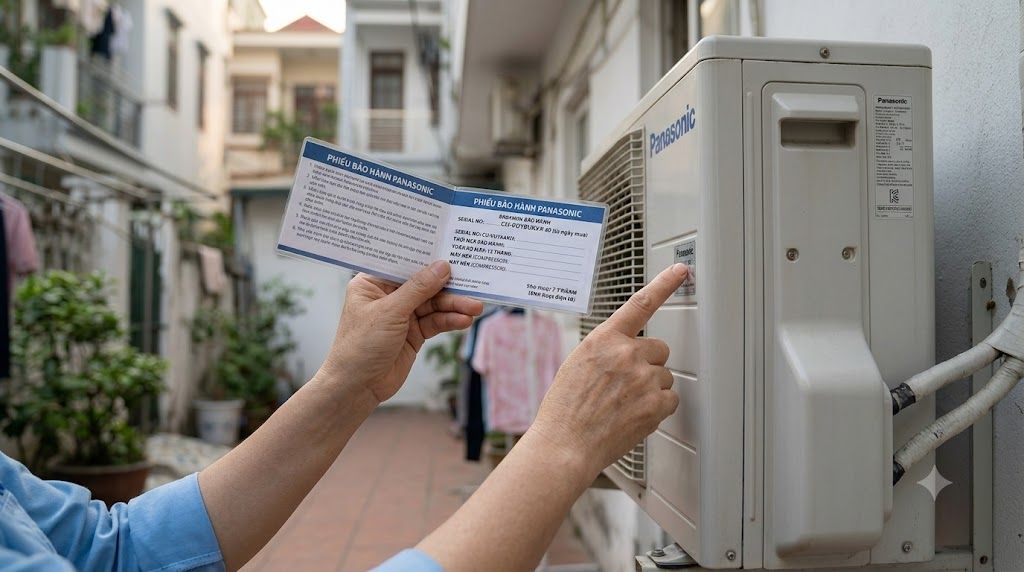 Kiểm tra mã Serial trên tem thông số dàn nóng điều hòa Panasonic