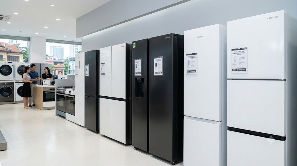 Showroom bán tủ lạnh Samsung chính hãng với nhiều mẫu trưng bày