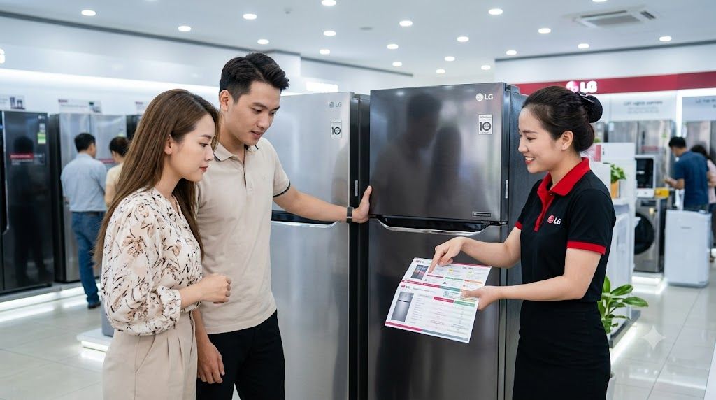 Tổng kho điều hòa, điện máy miền Bắc tại Hà Nội Gia đình xem xét chọn mua tủ lạnh LG dung tích 300 lít
