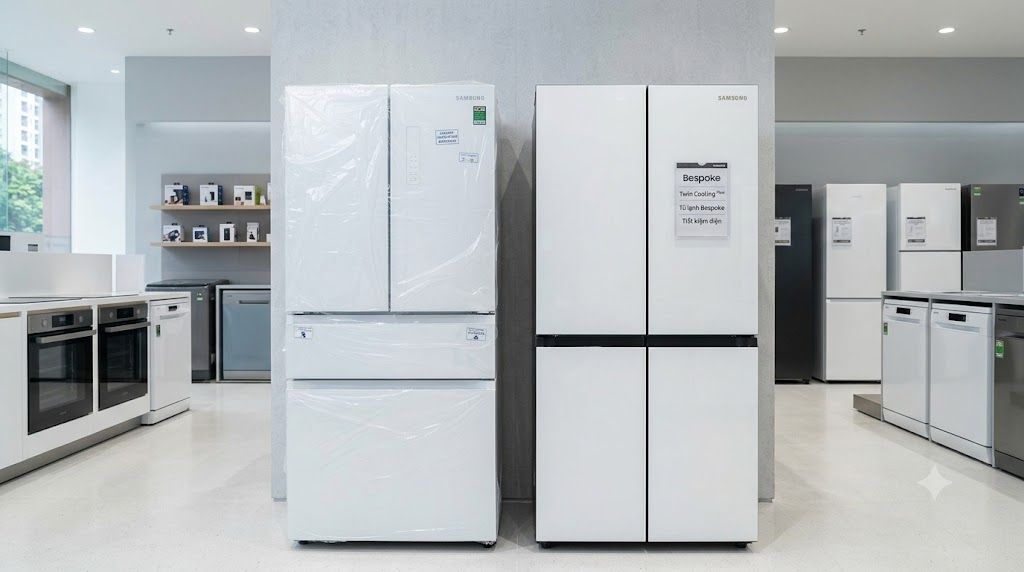 So sánh tủ lạnh Samsung hàng mới và hàng trưng bày trong showroom