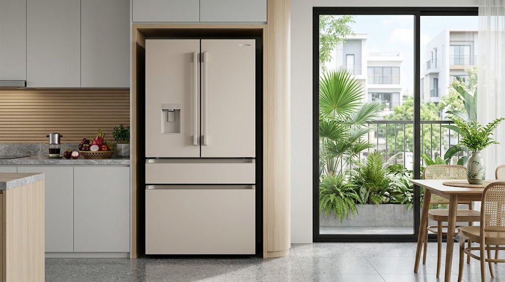 Tủ lạnh Samsung Bespoke 4 cánh thiết kế hiện đại trong gian bếp